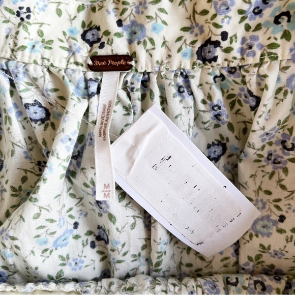 FREE PEOPLE NWT Smocked Petunia Mini Dress Size Medium in Floral Tea Combo - Picture 14 of 15